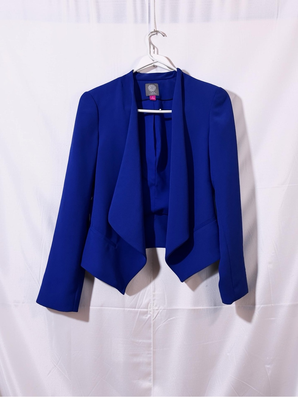 Vince Camuto Royal Blue Open Front Draped Blazer Jacket Size 2